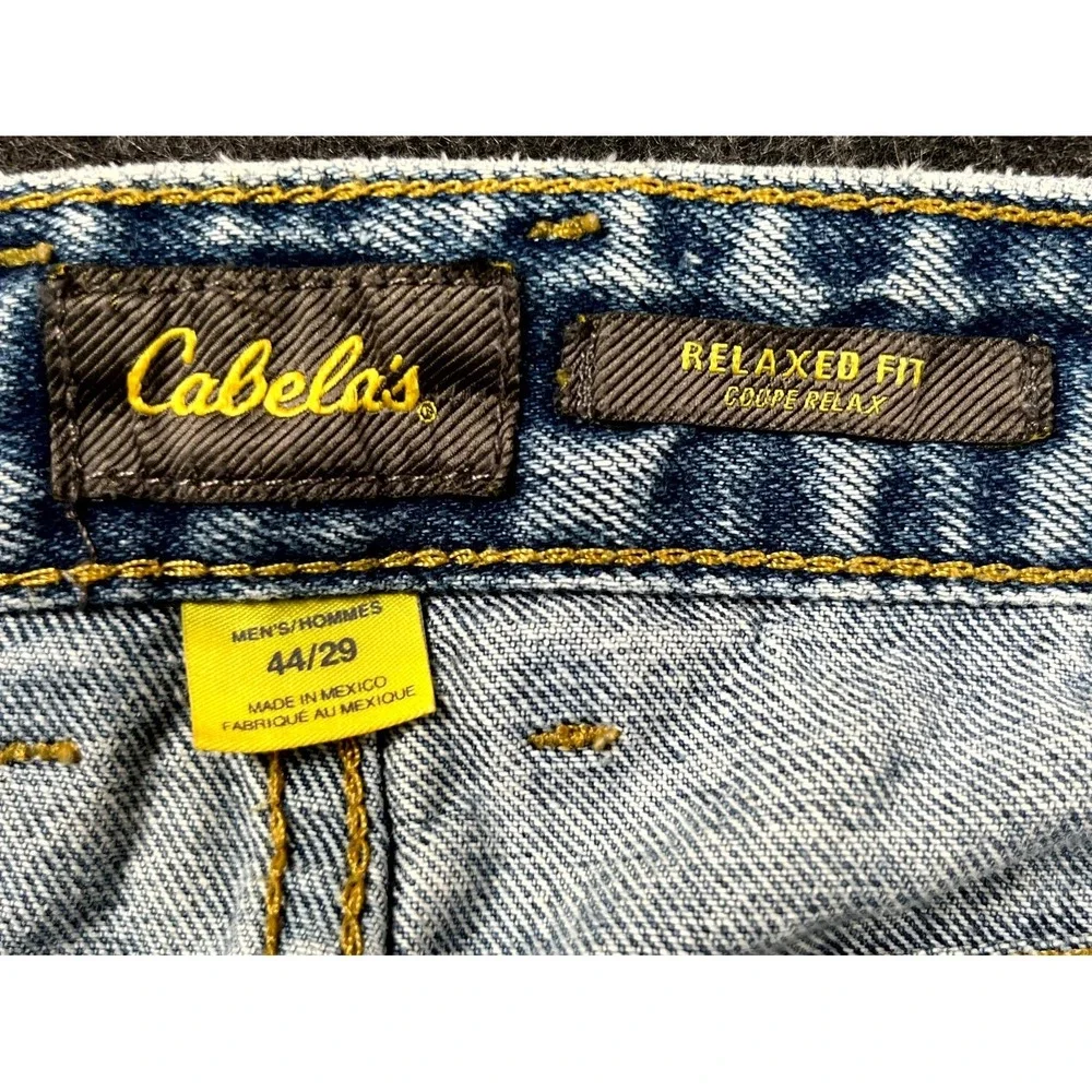 Cabela's Jeans Mens 44x29 Blue Denim Relaxed Fit Medium Wash Straight Leg Casual
